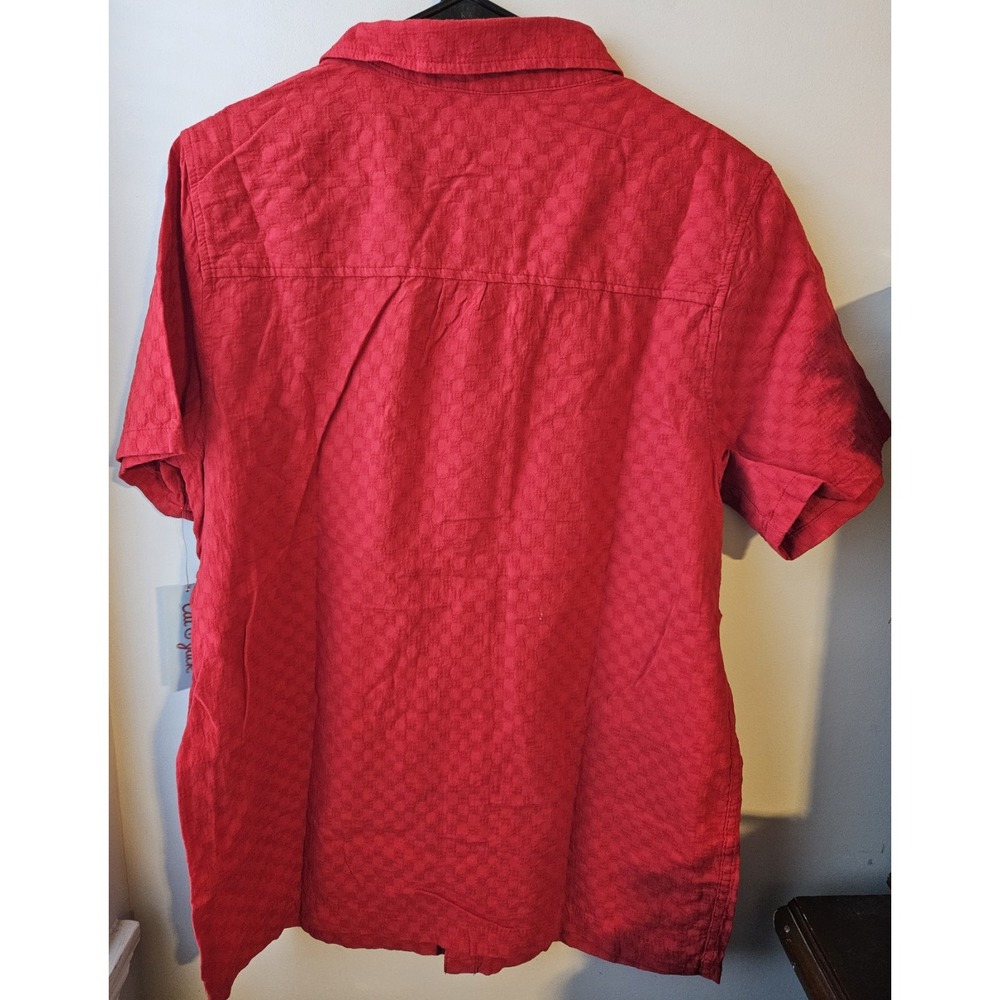 Cat‎ & Jack Boys XXL 16/18 Husky Red Checkered Textured Cotton Button-Up NWT - Picture 2 of 6